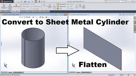 convert cylinder to sheet metal solidworks|SolidWorks sheet metal curved bend.